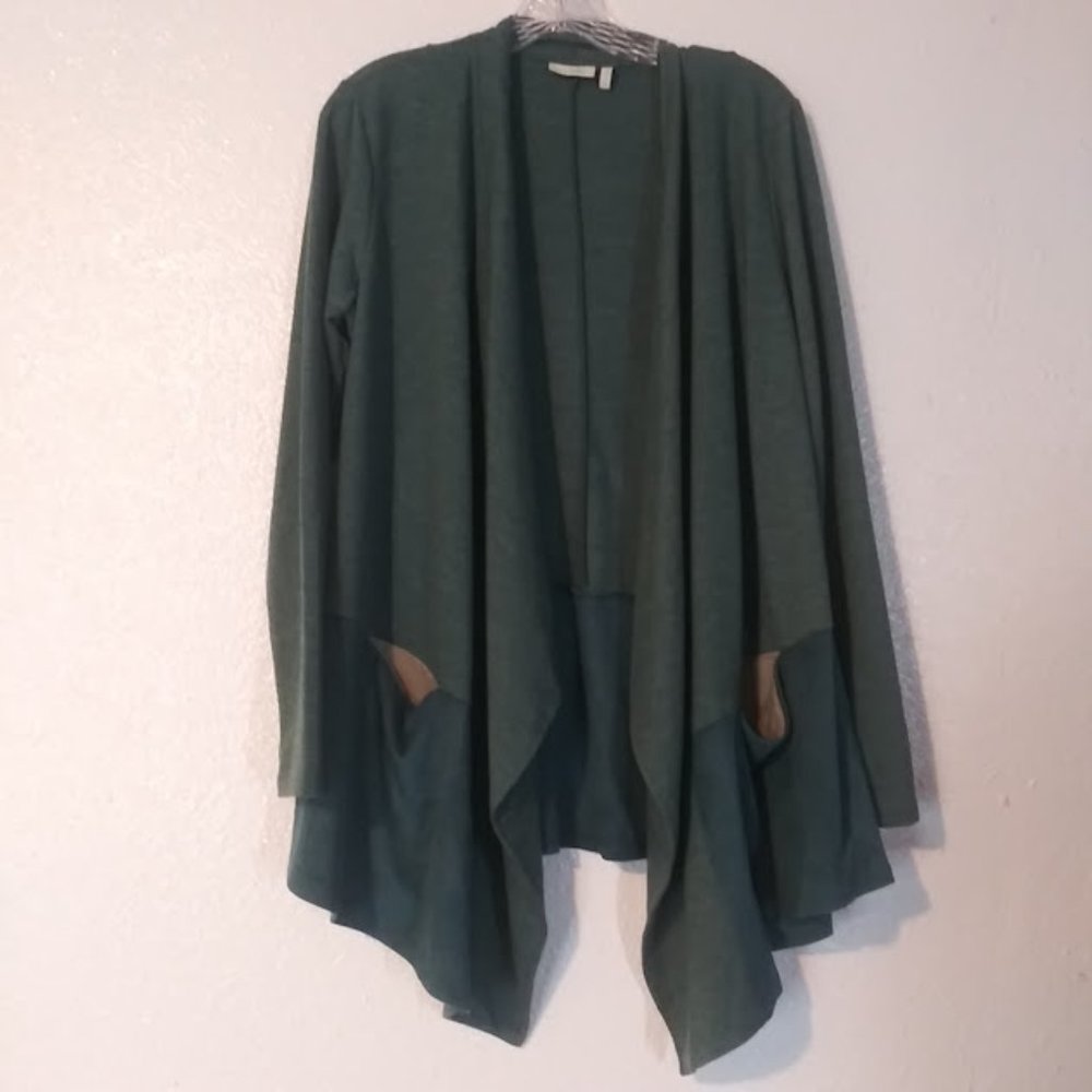 Logo Lounge women's size S green open cardigan sweater